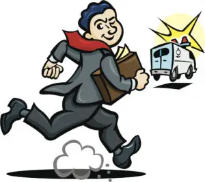Illustration representing ambulance chasing and illegal solicitation after Texas car accidents