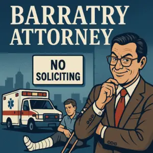 Attorney chasing an ambulance representing illegal solicitation, also known as barratry, in Texas