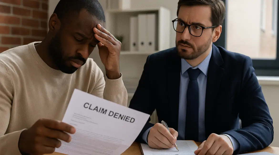 Man frustrated with denied or underpaid insurance claim
