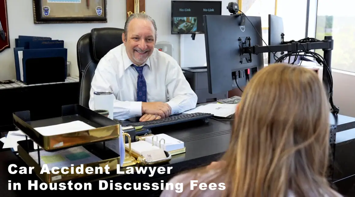 Houston car accident lawyer explaining contingency fees to injured client