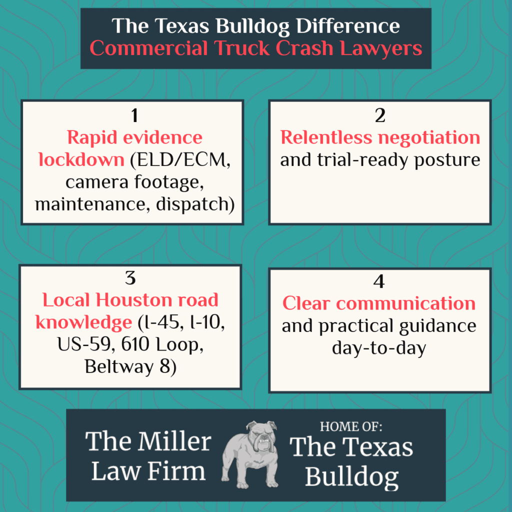 The Texas Bulldog Difference – commercial truck crash lawyer advantages in Houston
