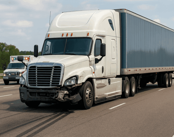 Semi-truck crash on highway — illustration for truck accident law