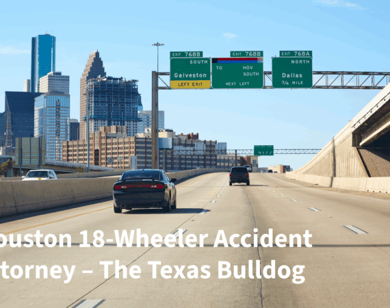 View of downtown Houston highway with traffic — featured image for The Texas Bulldog, Houston 18-wheeler accident attorney.