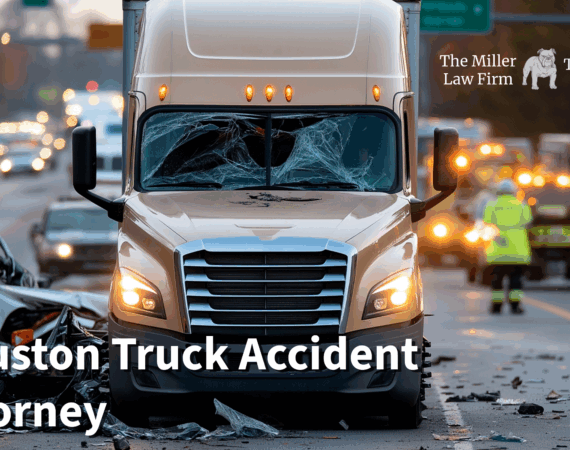 Houston 18-wheeler accident scene with The Texas Bulldog law firm representing injured victims.