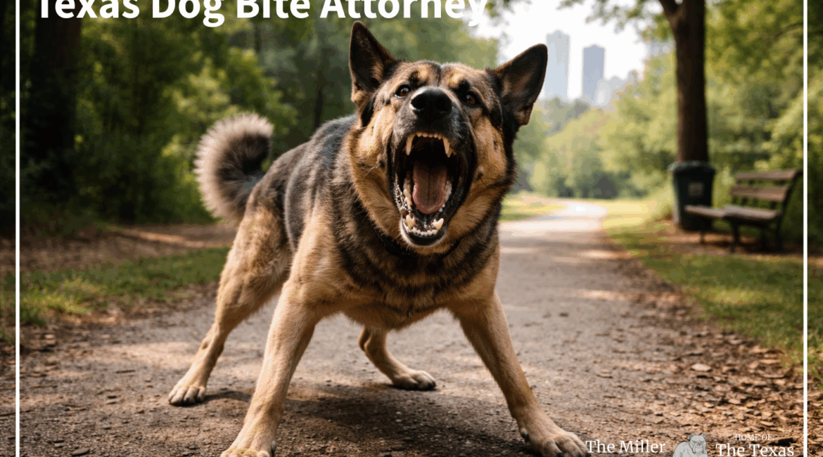Aggressive dog on a Houston walking trail highlighting the danger of loose dogs and negligent owners in Texas