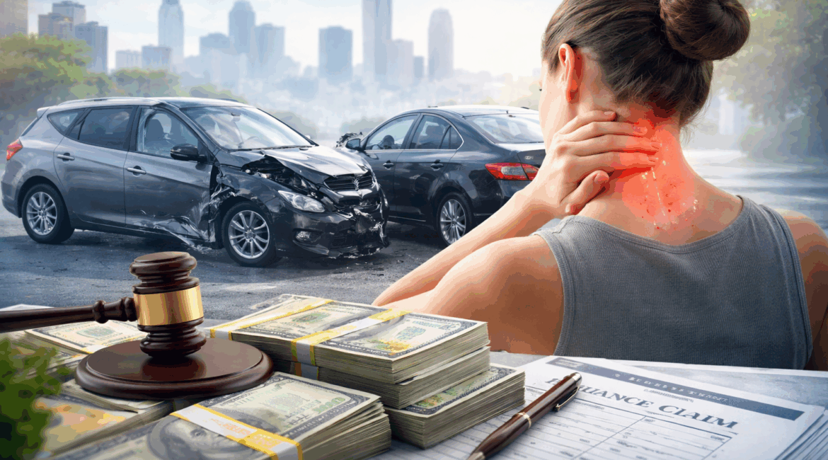 Average settlement for car accident back and neck injury after a Houston crash