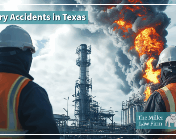 Texas refinery workers facing a major refinery explosion with fire and smoke in the background