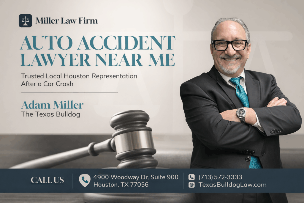 Houston auto accident lawyer Adam Miller, known as The Texas Bulldog, representing injury victims after car crashes