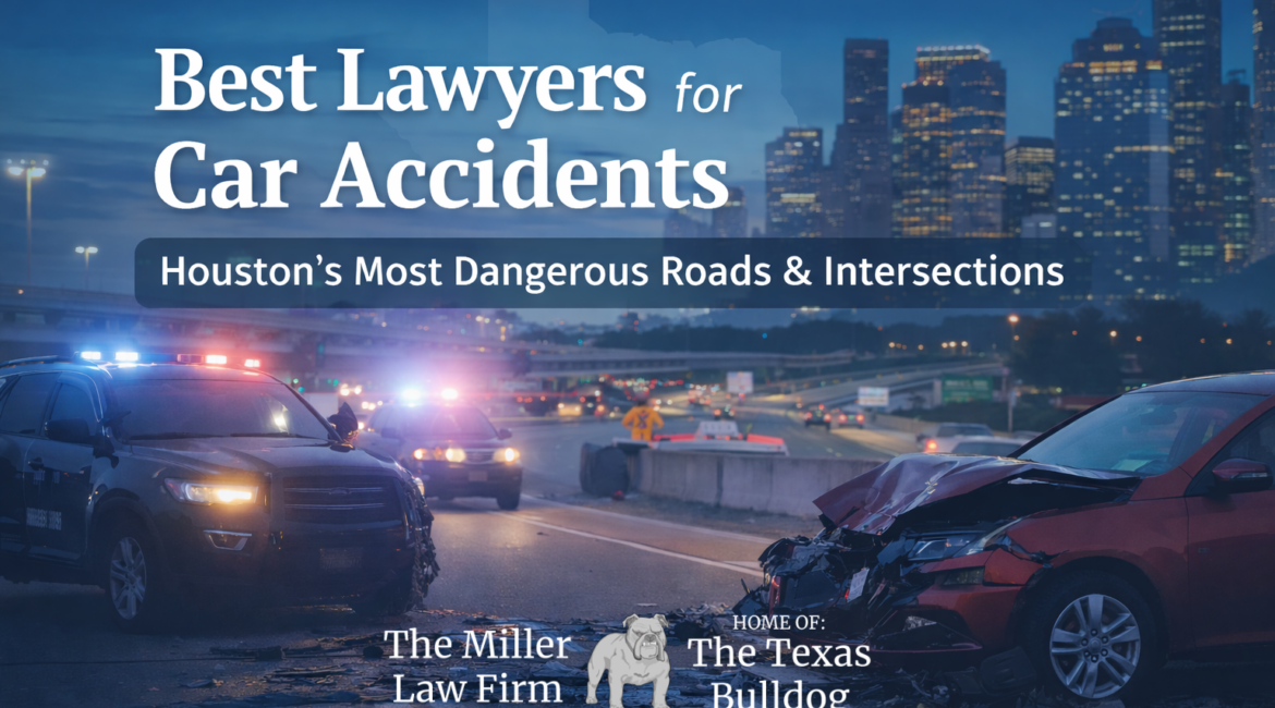 Houston highway crash scene representing dangerous roads and car accident injury claims in Texas