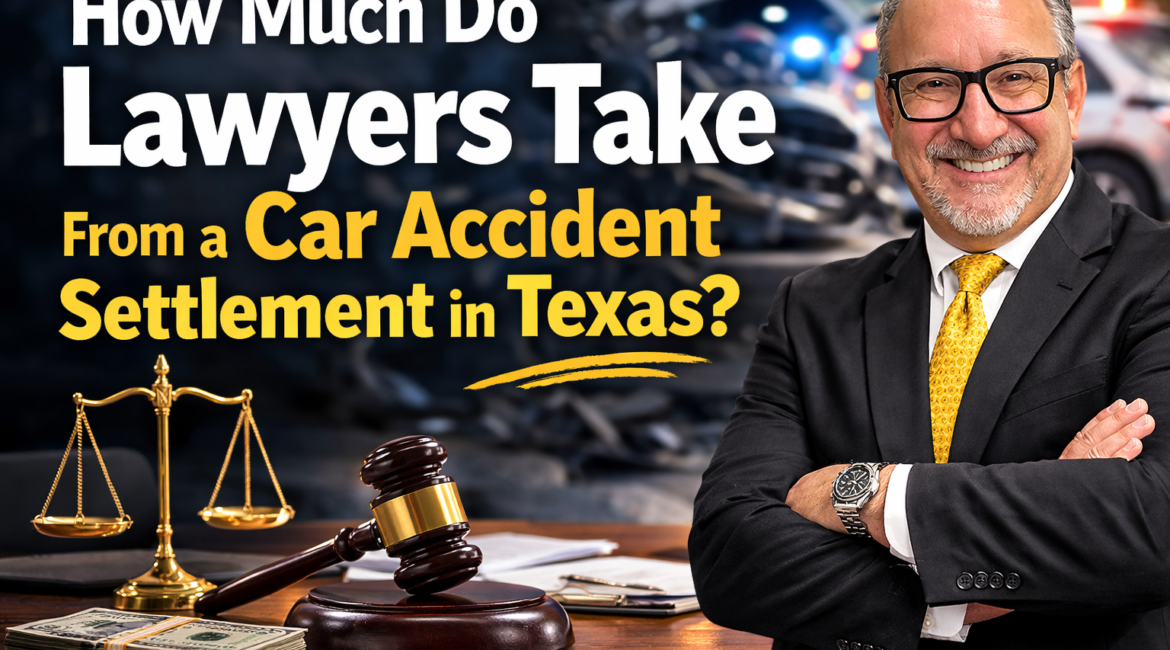 Houston car accident lawyer Adam Miller explaining how much lawyers take from a car accident settlement in Texas