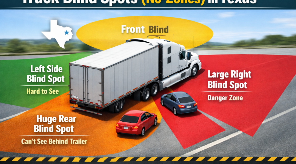 truck blind spots no zones diagram Texas 18 wheeler blind spots