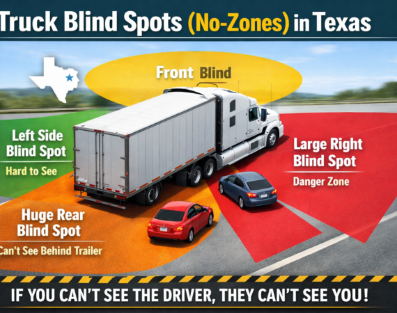 truck blind spots no zones diagram Texas 18 wheeler blind spots