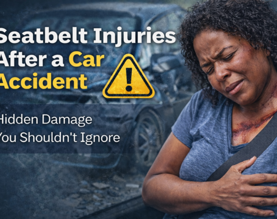 seatbelt injuries after car accident showing chest bruising and pain from seatbelt restraint